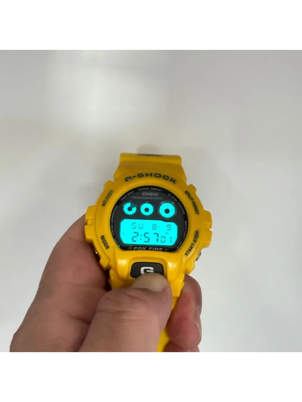 Yellow G Shock DW6900 Fox Fire Watch, Working